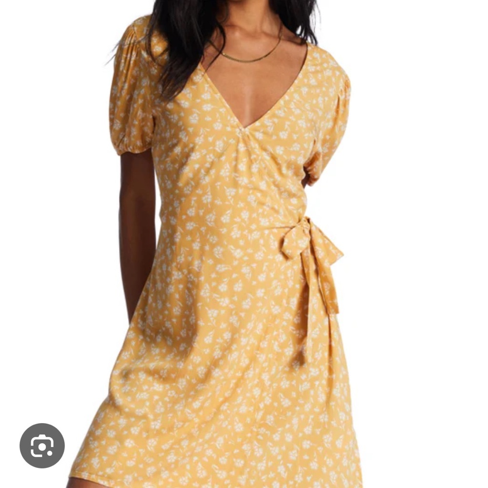 Floral Wrap Dress in Yellow by [Brand]